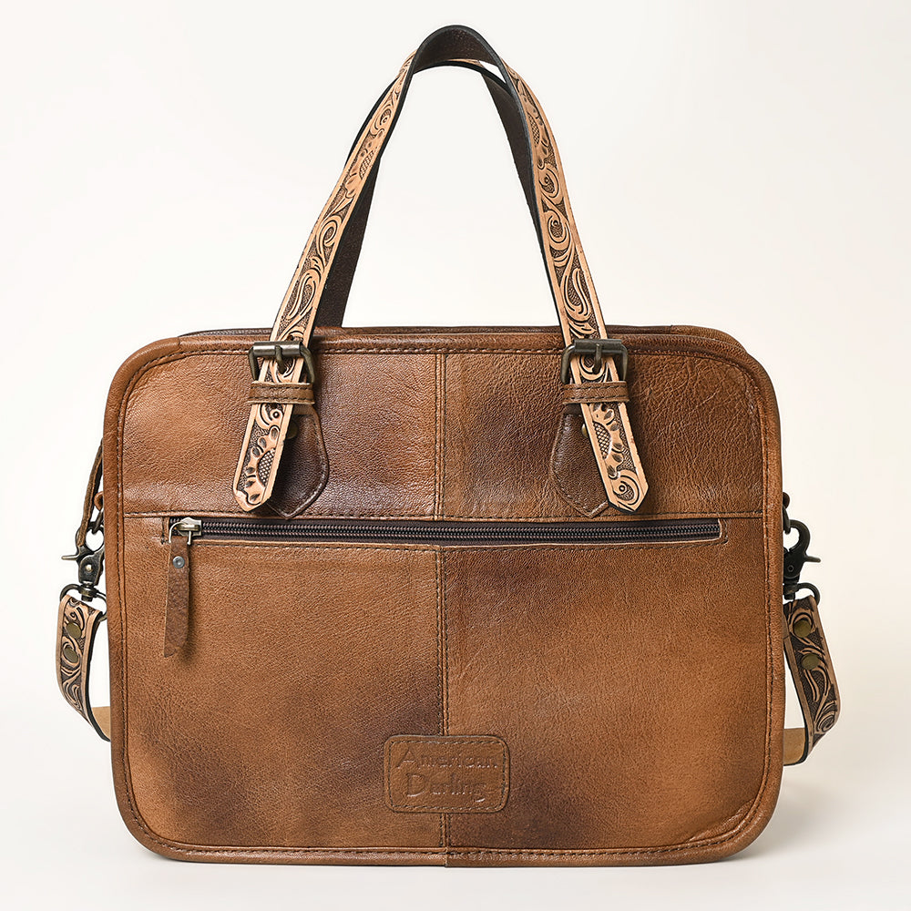 ADBG1183 American Darling Turquoise Crocdile Embossed & Hand Tooled Leather Briefcase Tote