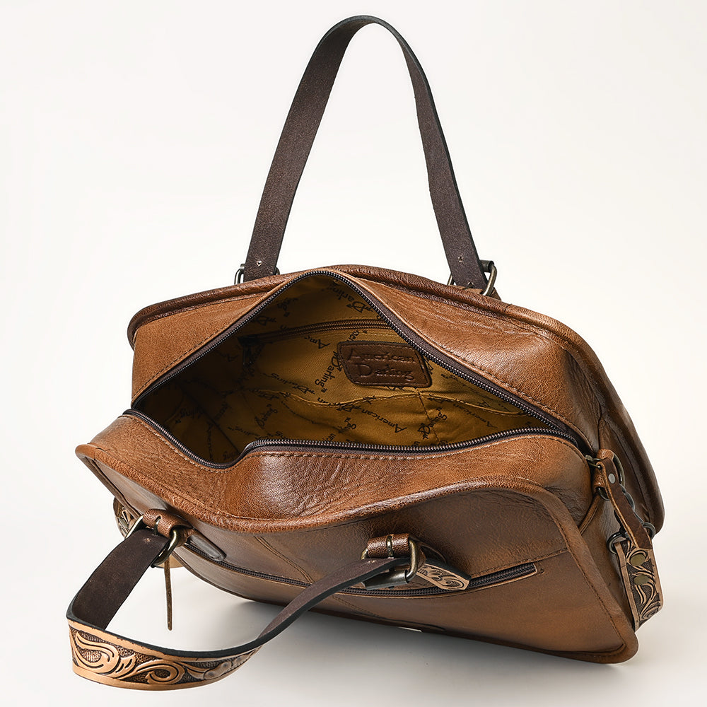 ADBG1183 American Darling Turquoise Crocdile Embossed & Hand Tooled Leather Briefcase Tote