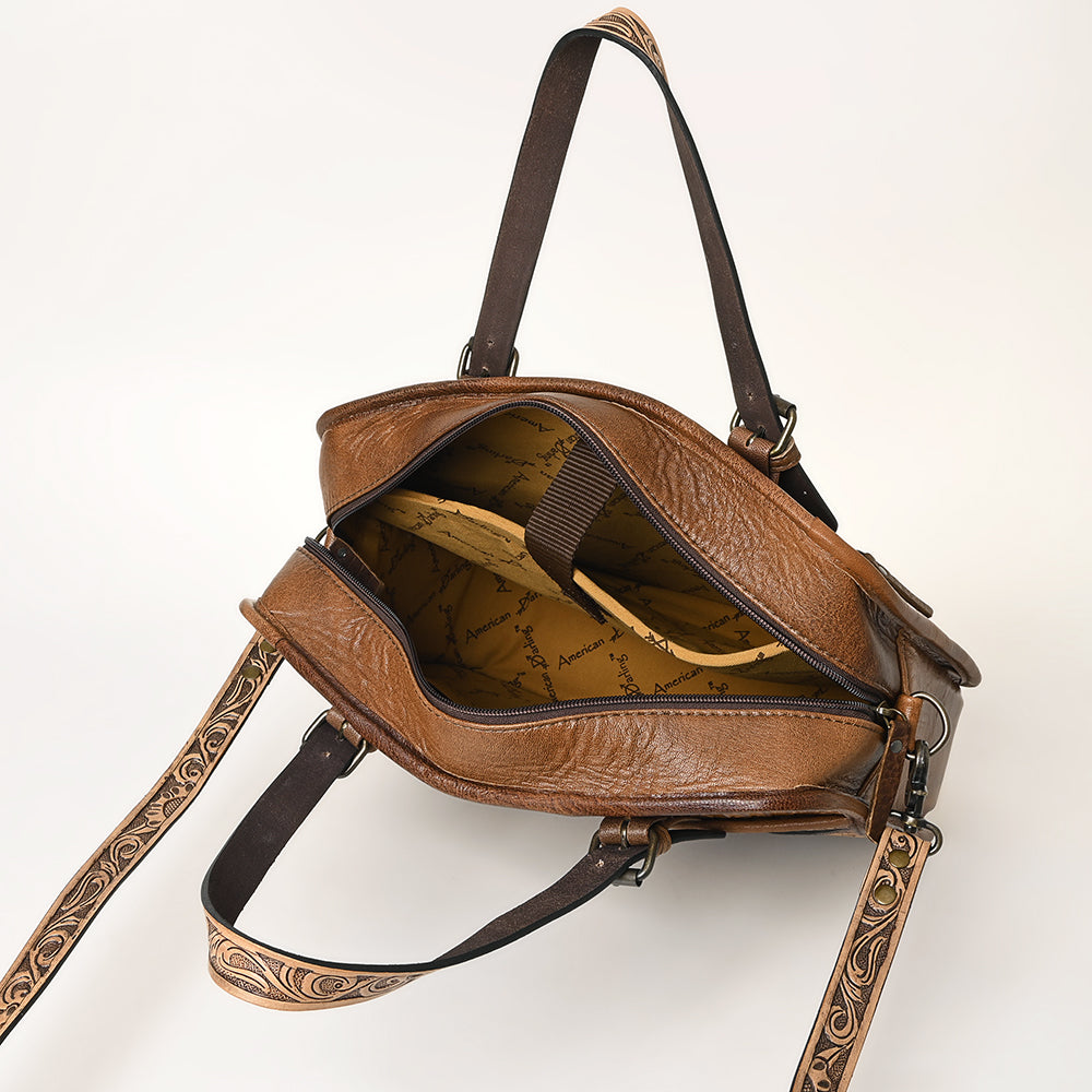 ADBG1183 American Darling Turquoise Crocdile Embossed & Hand Tooled Leather Briefcase Tote