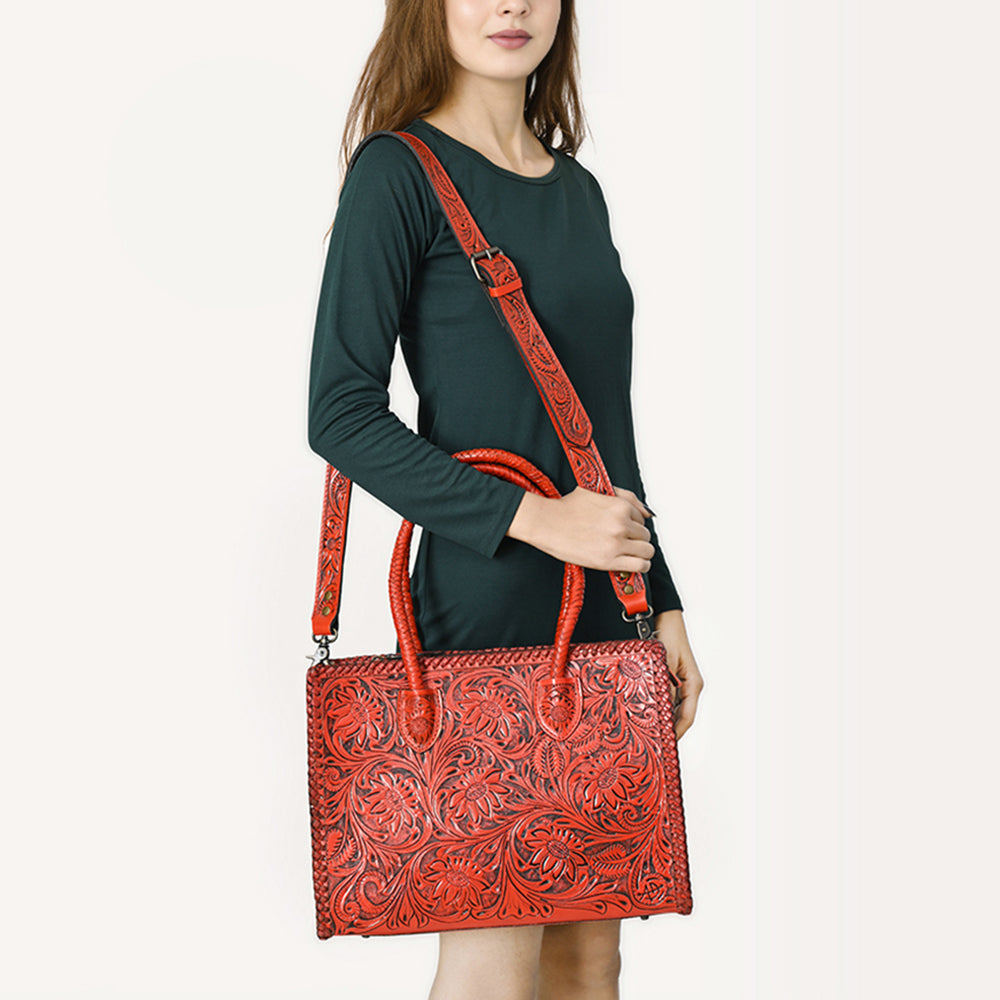 ADBG1131 American Darling Hand Tooled Leather Tote Bag | Western Floral Carved Purse