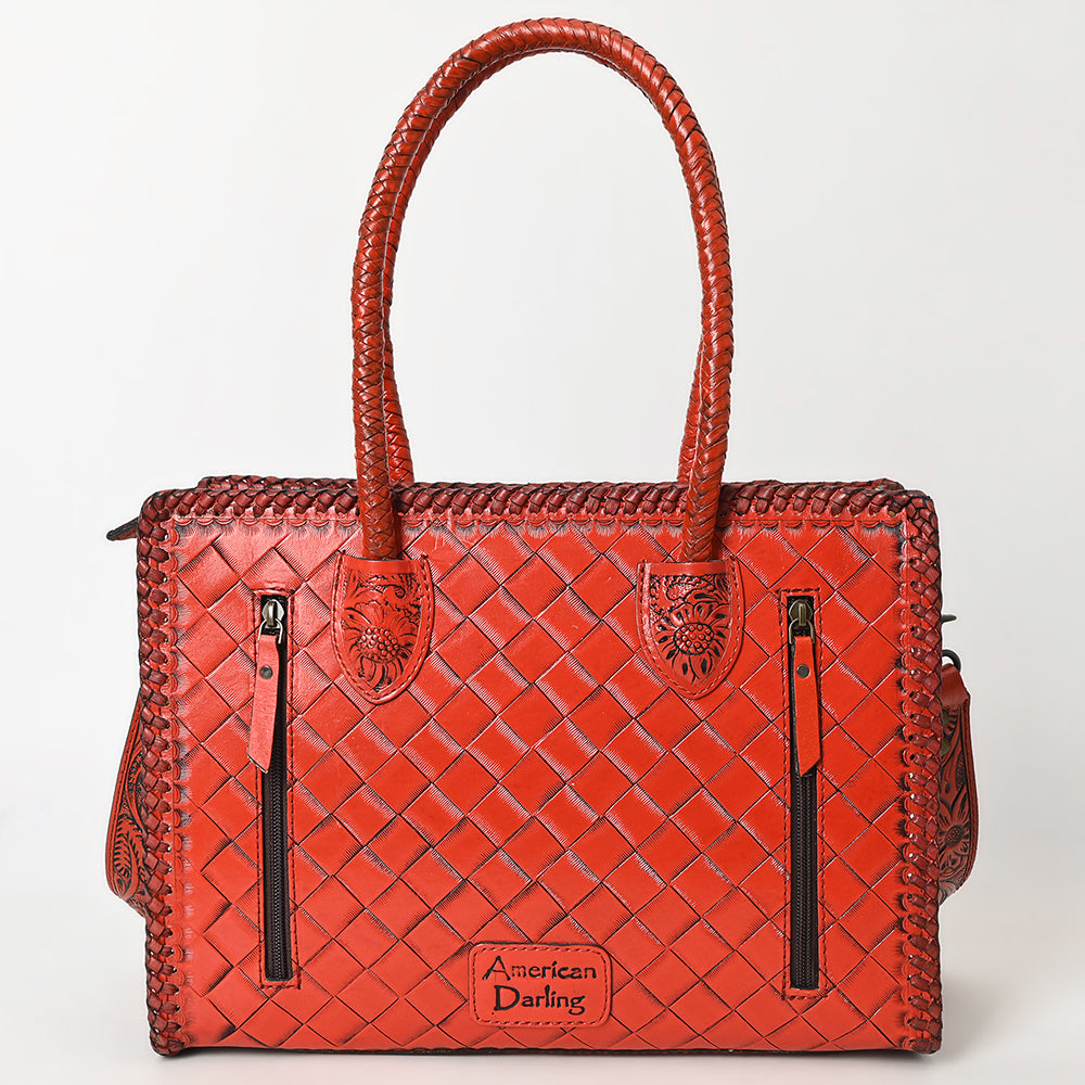 ADBG1131 American Darling Hand Tooled Leather Tote Bag | Western Floral Carved Purse