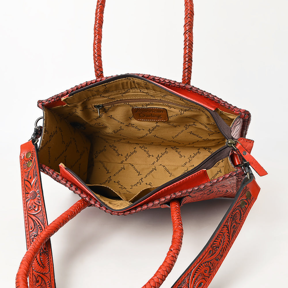 ADBG1131 American Darling Hand Tooled Leather Tote Bag | Western Floral Carved Purse