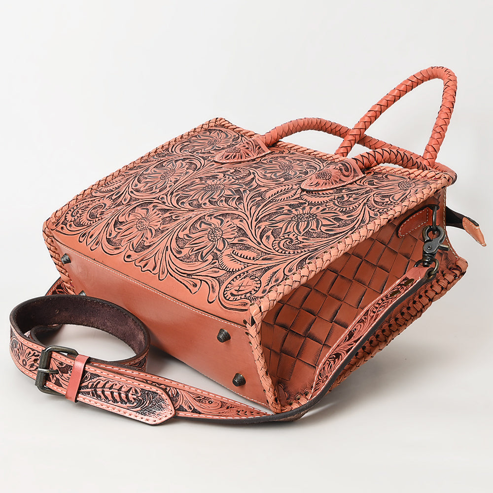 ADBG1131 American Darling Hand Tooled Leather Tote Bag | Western Floral Carved Purse