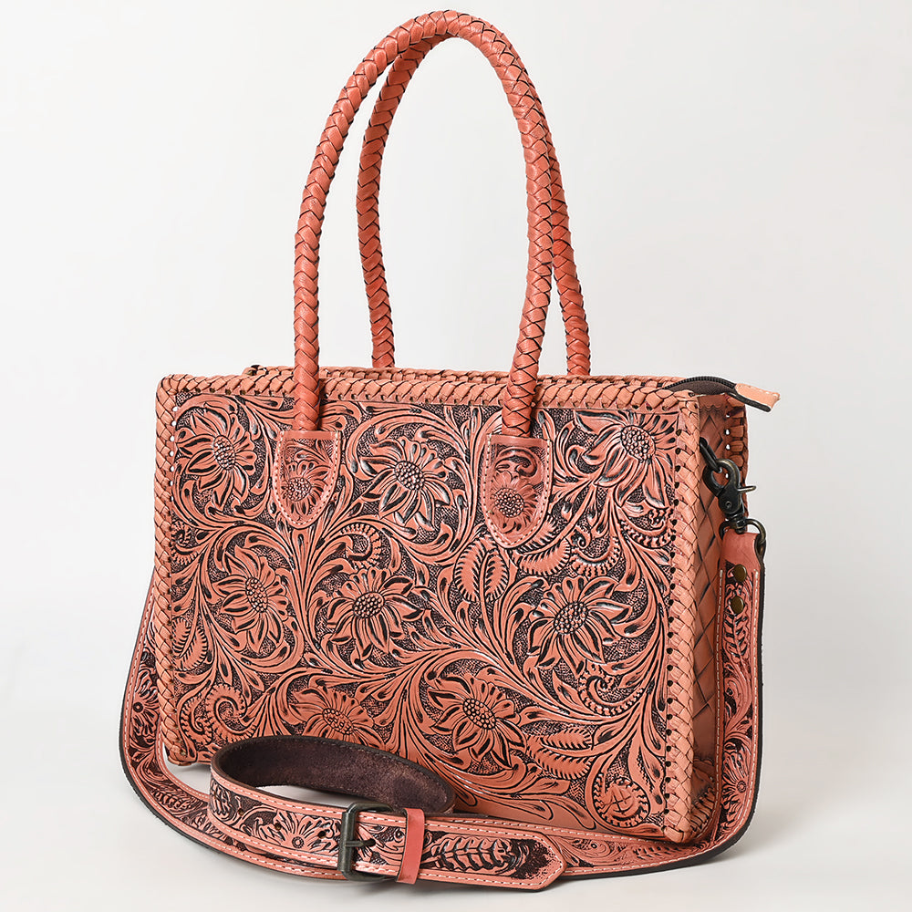 ADBG1131 American Darling Hand Tooled Leather Tote Bag | Western Floral Carved Purse