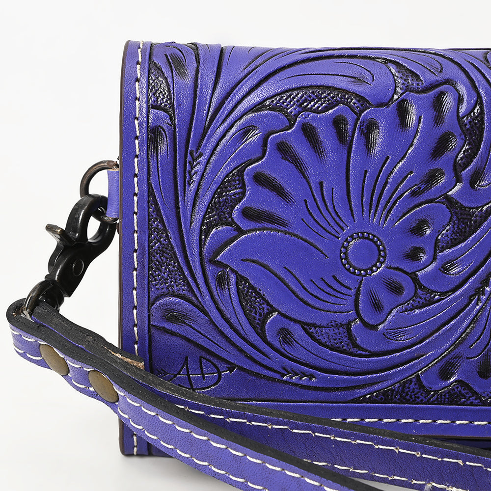 ADBG1132 American Darling Hand Tooled Floral Leather Clutch & Crossbody Wallet
