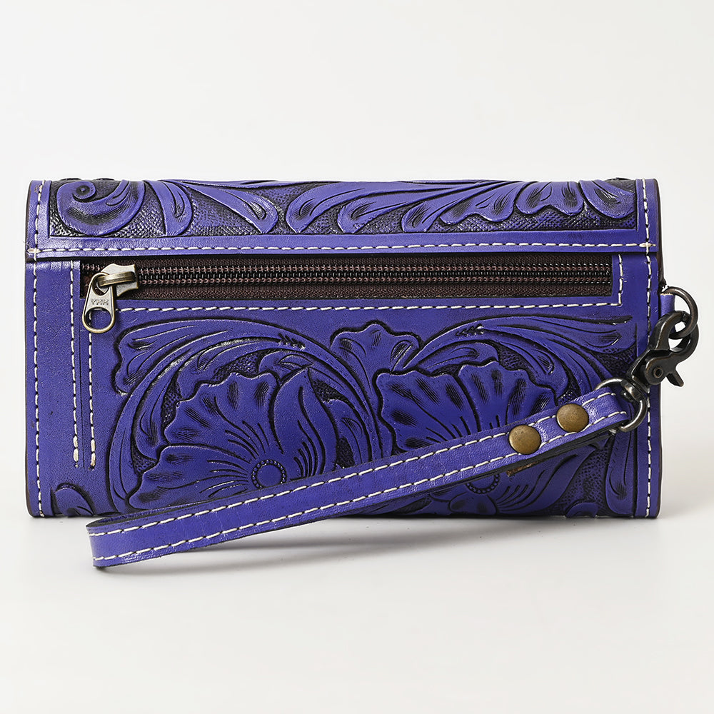 ADBG1132 American Darling Hand Tooled Floral Leather Clutch & Crossbody Wallet