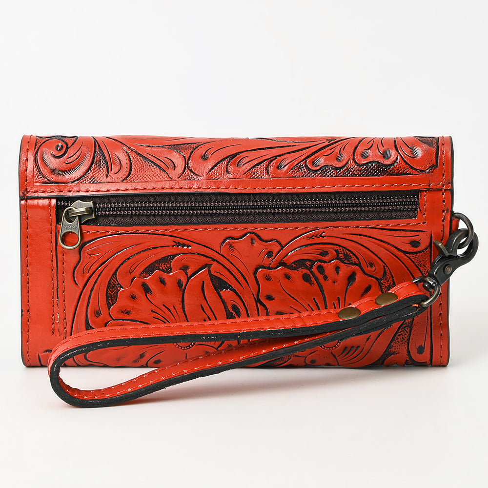 ADBG1132 American Darling Hand Tooled Floral Leather Clutch & Crossbody Wallet