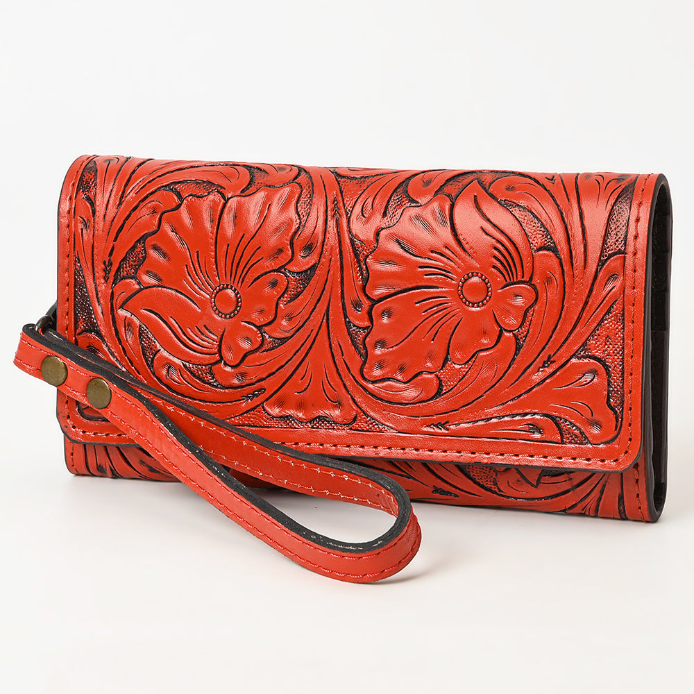 ADBG1132 American Darling Hand Tooled Floral Leather Clutch & Crossbody Wallet