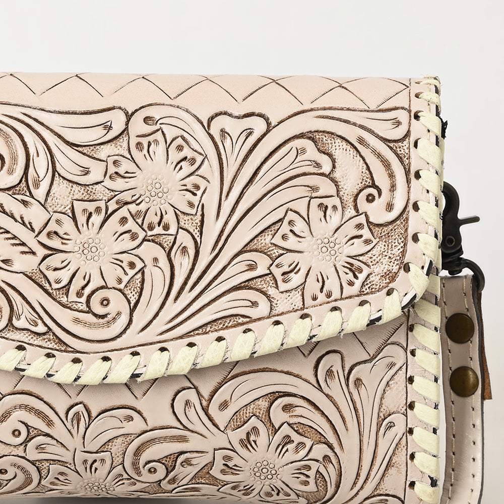 ADBG1133 American Darling Hand Tooled Floral Leather Wallet Bag Western Purse