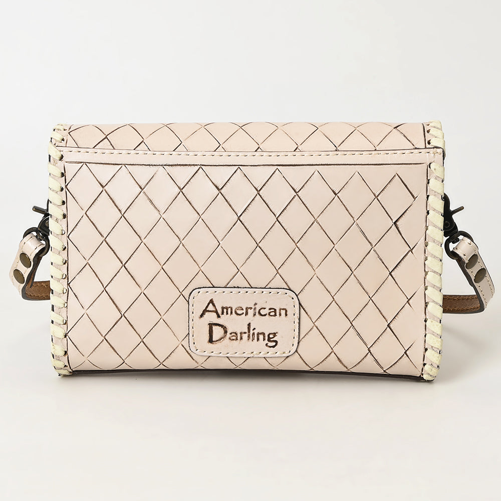 ADBG1133 American Darling Hand Tooled Floral Leather Wallet Bag Western Purse