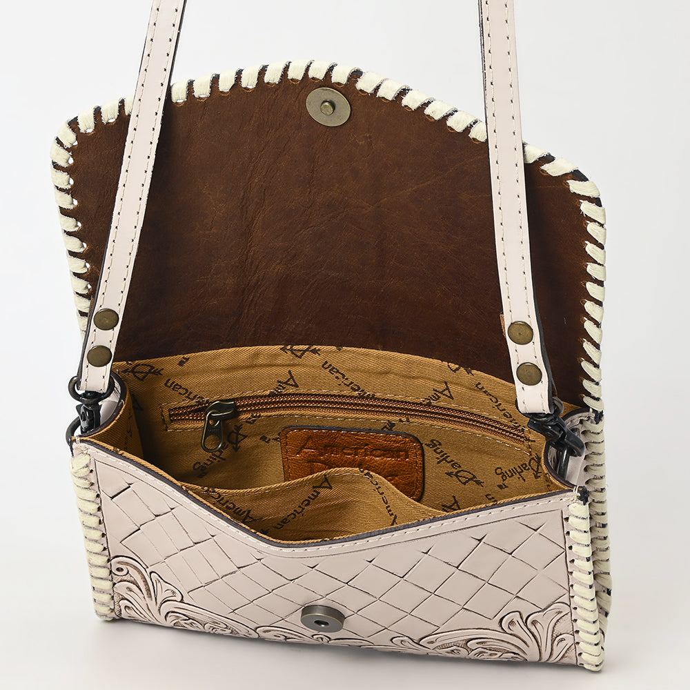 ADBG1133 American Darling Hand Tooled Floral Leather Crossbody Bag Western Purse