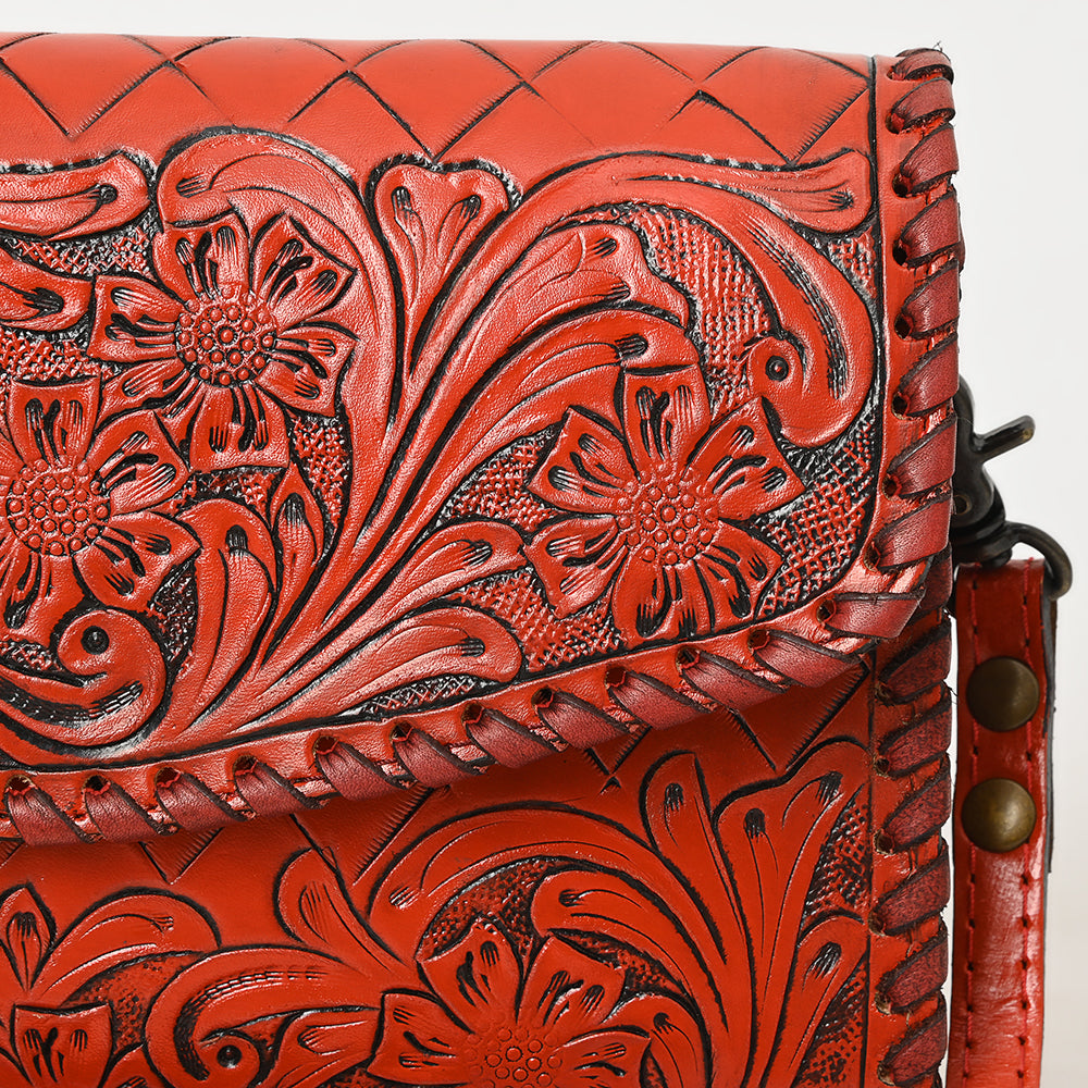 ADBG1133 American Darling Hand Tooled Floral Leather Wallet Bag Western Purse