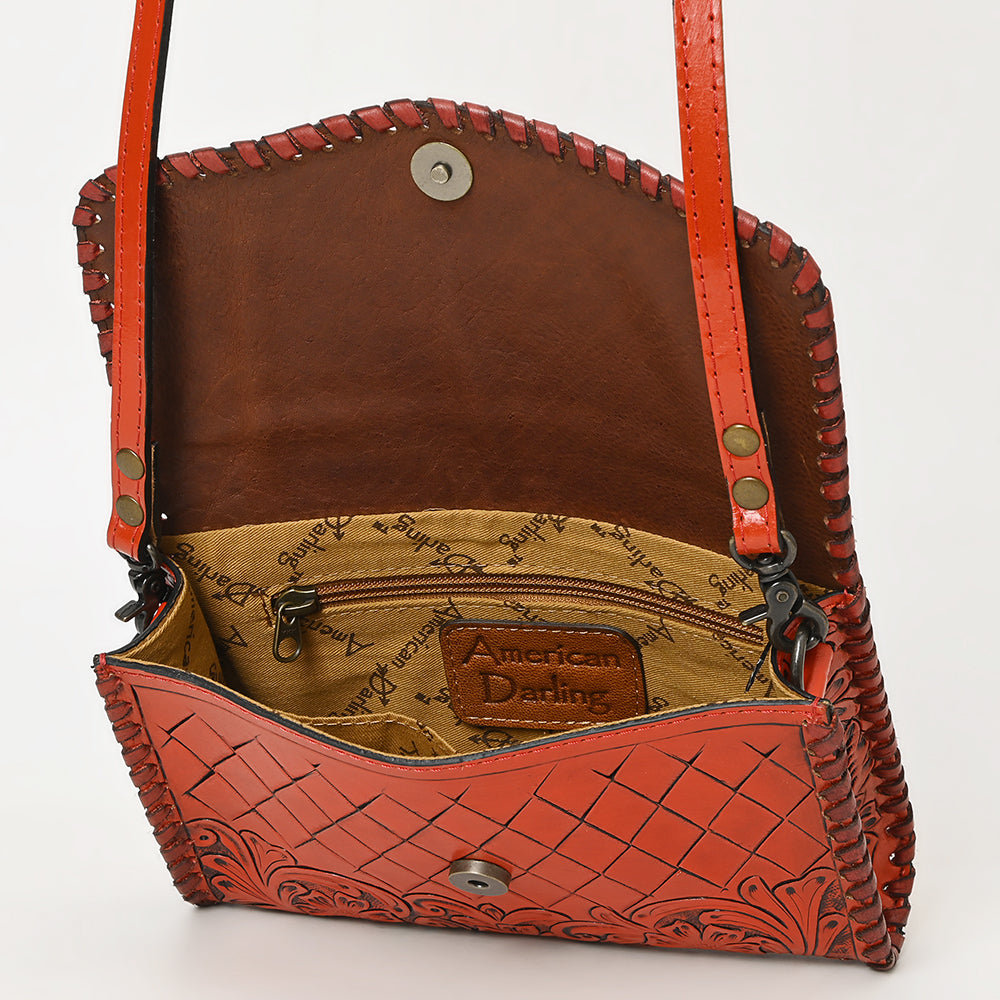 ADBG1133 American Darling Hand Tooled Floral Leather Wallet Bag Western Purse