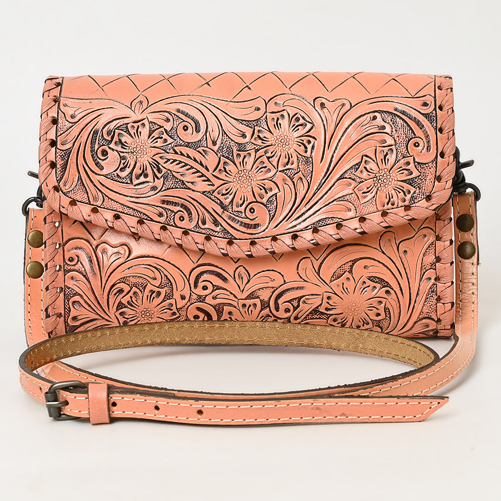 ADBG1133 American Darling Hand Tooled Floral Leather Wallet Bag Western Purse