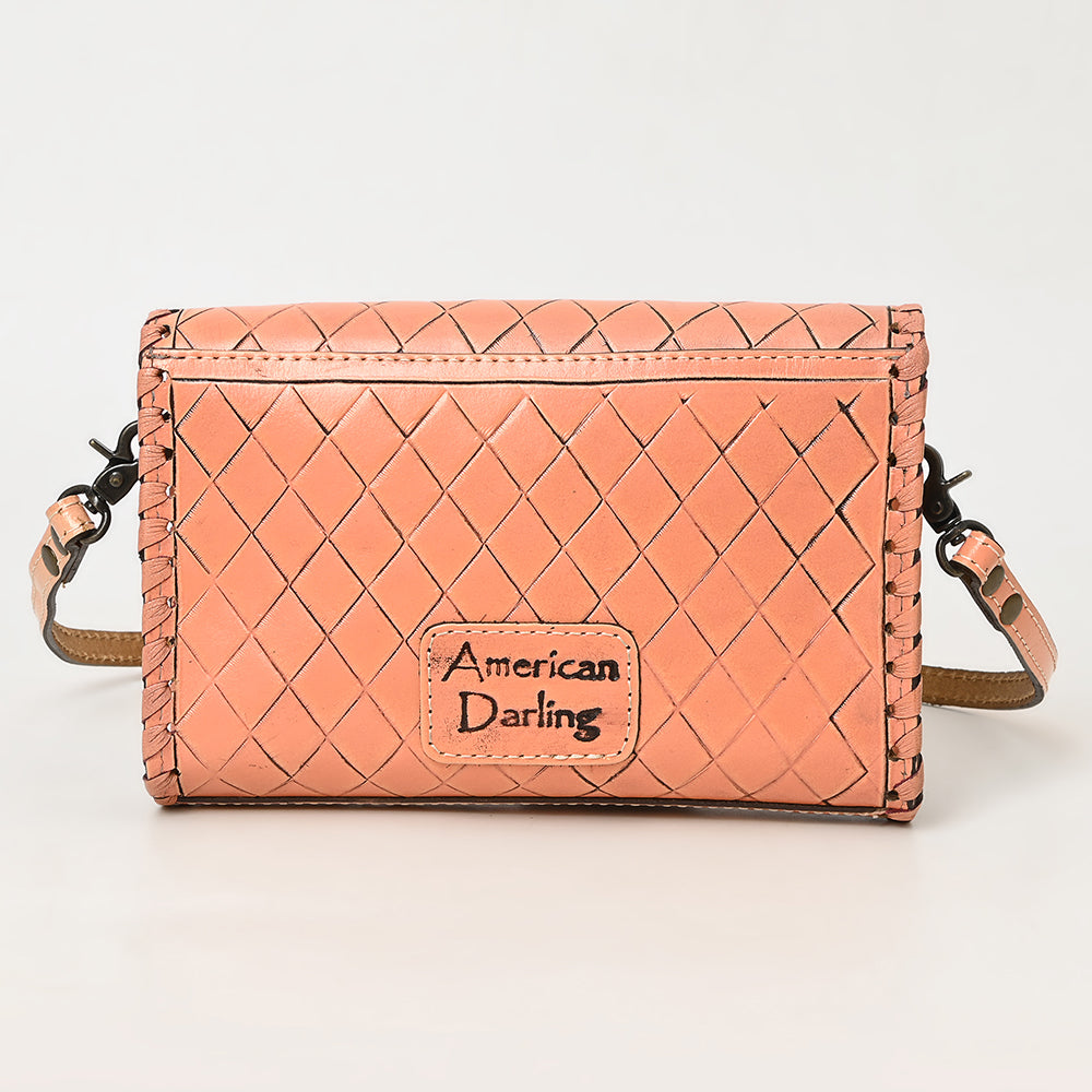 ADBG1133 American Darling Hand Tooled Floral Leather Wallet Bag Western Purse