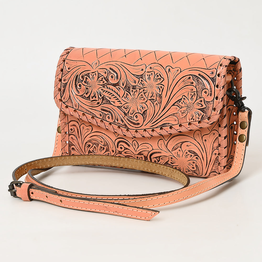 ADBG1133 American Darling Hand Tooled Floral Leather Wallet Bag Western Purse