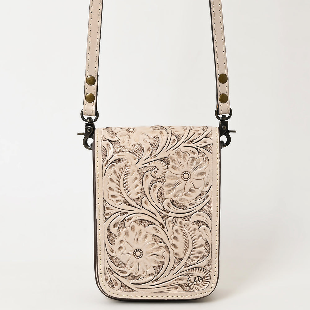 ADBG1135 American Darling Hand Tooled Floral Leather Cell Phone Bag Western Crossbody