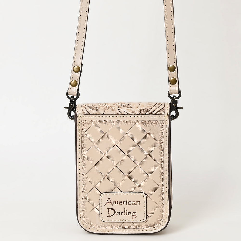 ADBG1135 American Darling Hand Tooled Floral Leather Cell Phone Bag Western Crossbody
