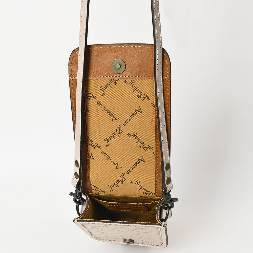 ADBG1135 American Darling Hand Tooled Floral Leather Cell Phone Bag Western Crossbody