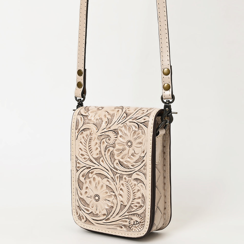 ADBG1135 American Darling Hand Tooled Floral Leather Cell Phone Bag Western Crossbody