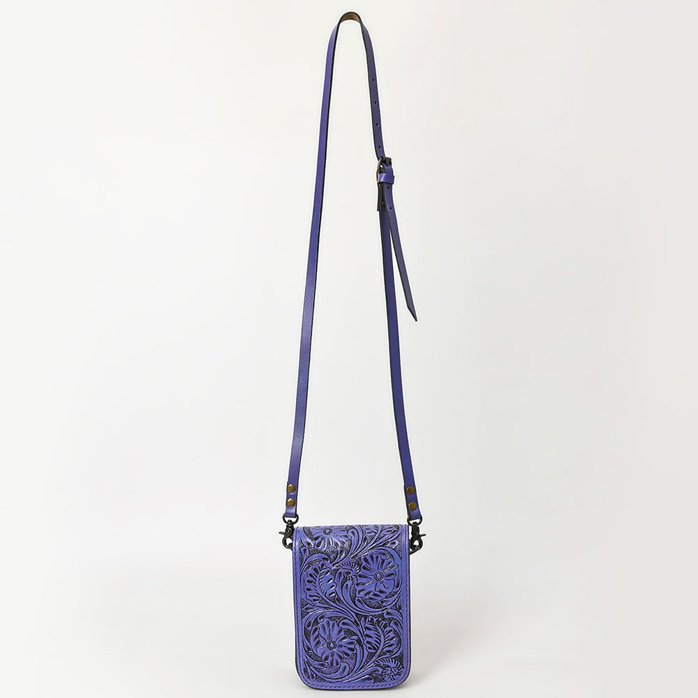 ADBG1135 American Darling Hand Tooled Floral Leather Cell Phone Bag Western Crossbody