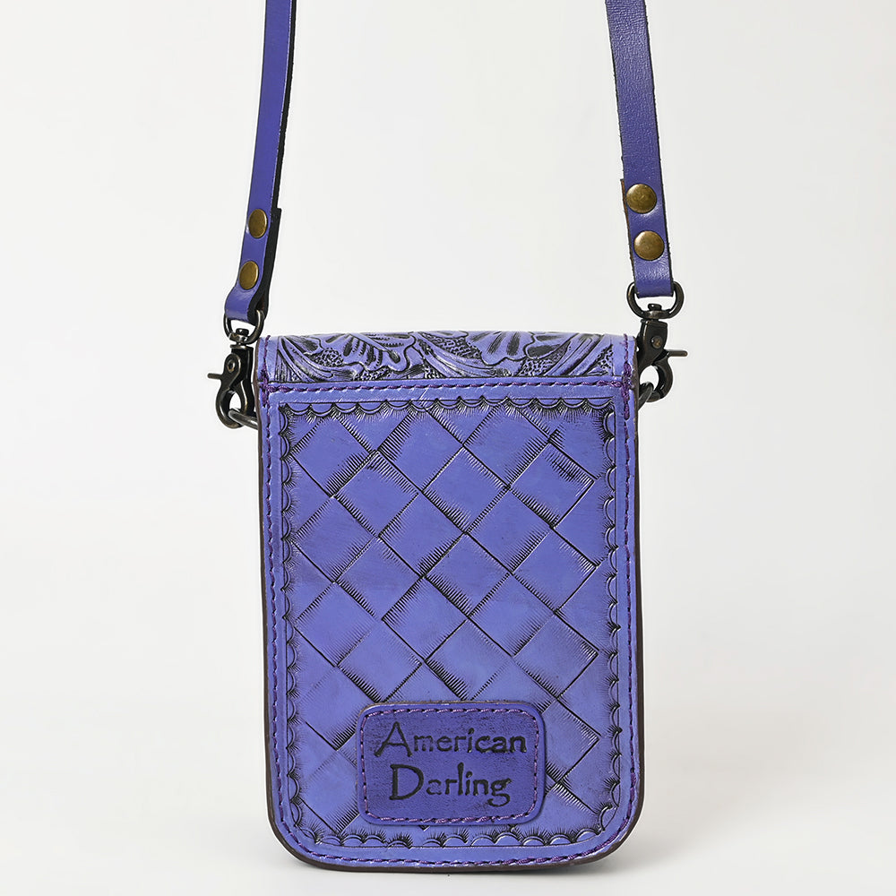 ADBG1135 American Darling Hand Tooled Floral Leather Cell Phone Bag Western Crossbody