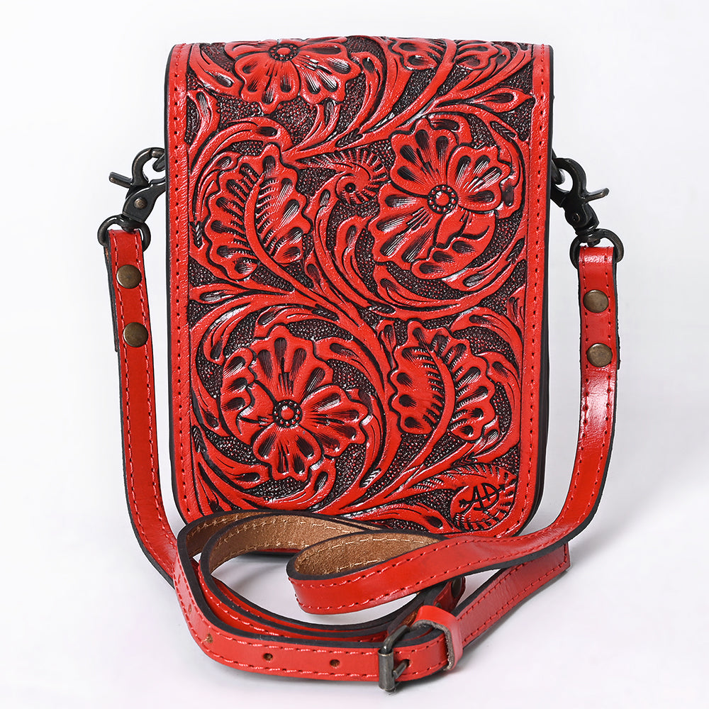 ADBG1135 American Darling Hand Tooled Floral Leather Cell Phone Bag Western Crossbody