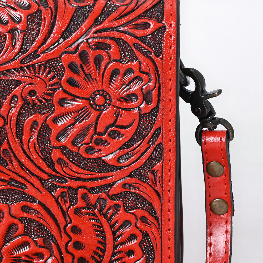 ADBG1135 American Darling Hand Tooled Floral Leather Cell Phone Bag Western Crossbody