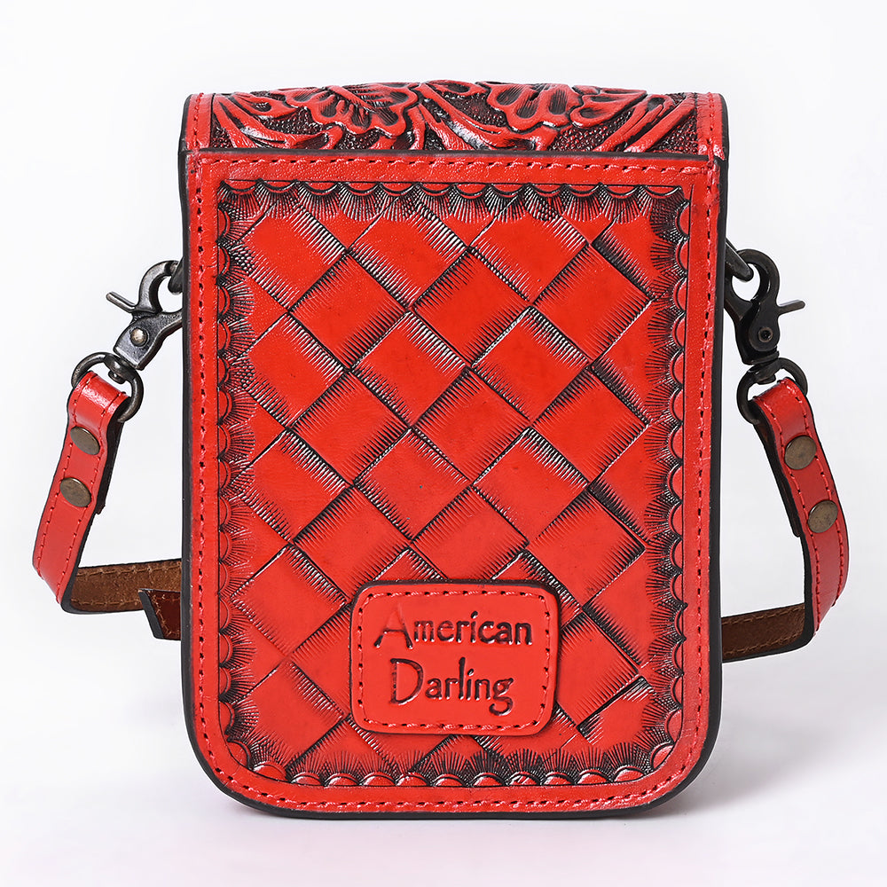 ADBG1135 American Darling Hand Tooled Floral Leather Cell Phone Bag Western Crossbody