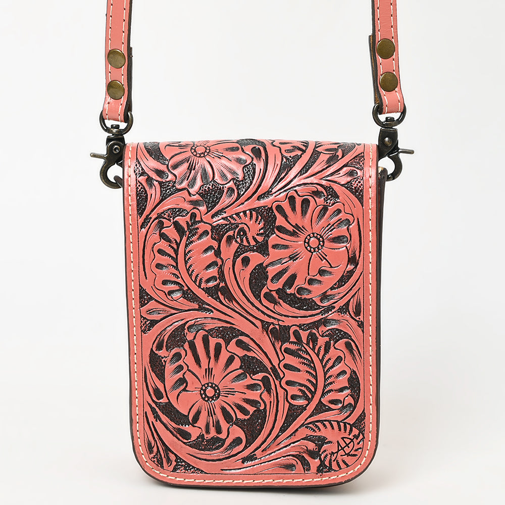 ADBG1135 American Darling Hand Tooled Floral Leather Cell Phone Bag Western Crossbody
