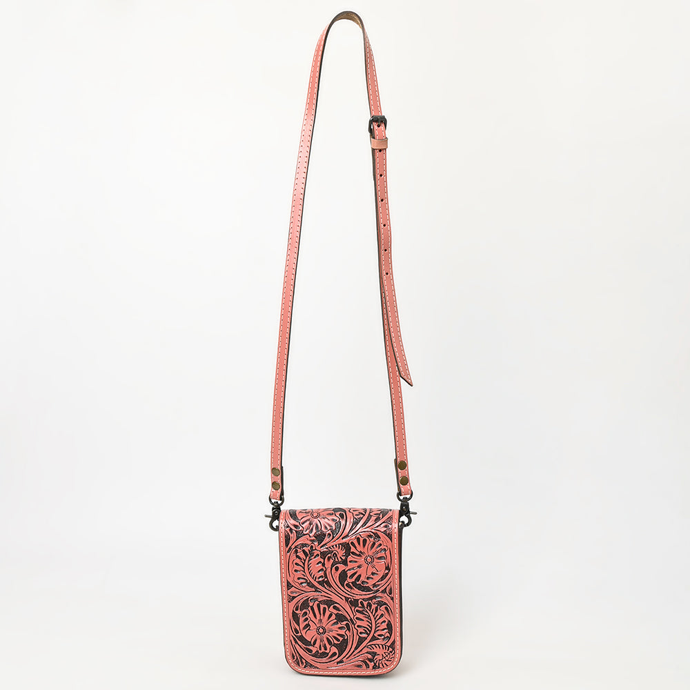 ADBG1135 American Darling Hand Tooled Floral Leather Cell Phone Bag Western Crossbody