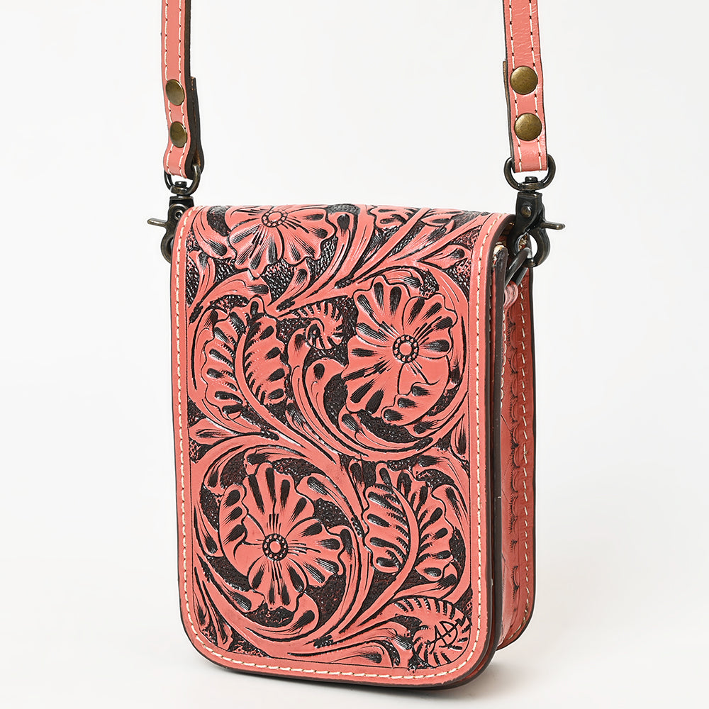 ADBG1135 American Darling Hand Tooled Floral Leather Cell Phone Bag Western Crossbody