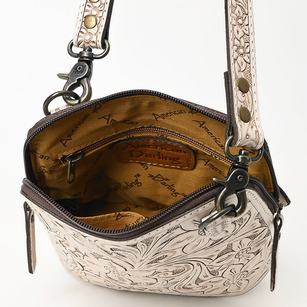 ADBG1136 American Darling Hand Tooled Floral Leather Crossbody Bag