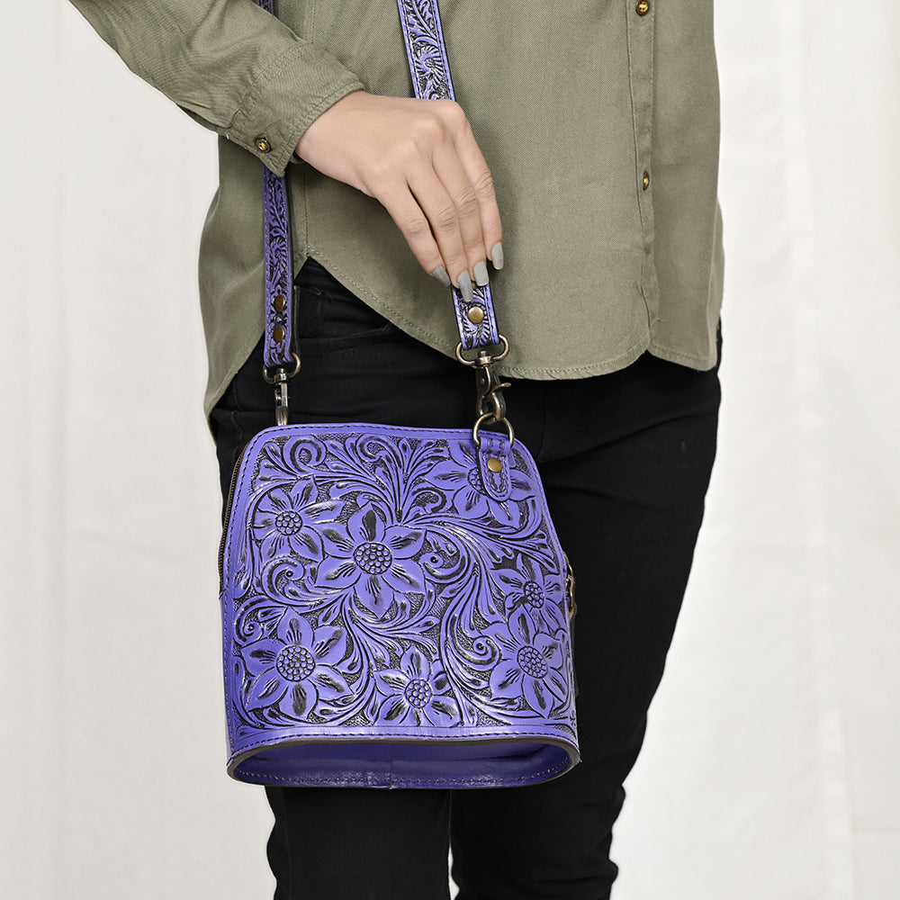 ADBG1136 American Darling Hand Tooled Floral Leather Crossbody Bag