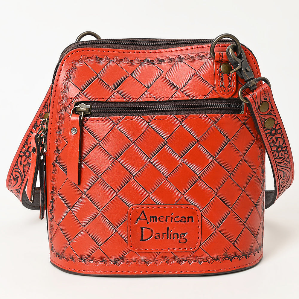 ADBG1136 American Darling Hand Tooled Floral Leather Crossbody Bag