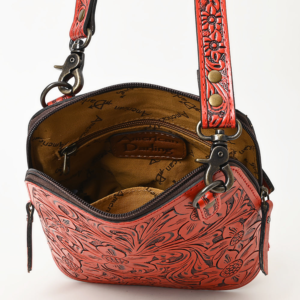 ADBG1136 American Darling Hand Tooled Floral Leather Crossbody Bag