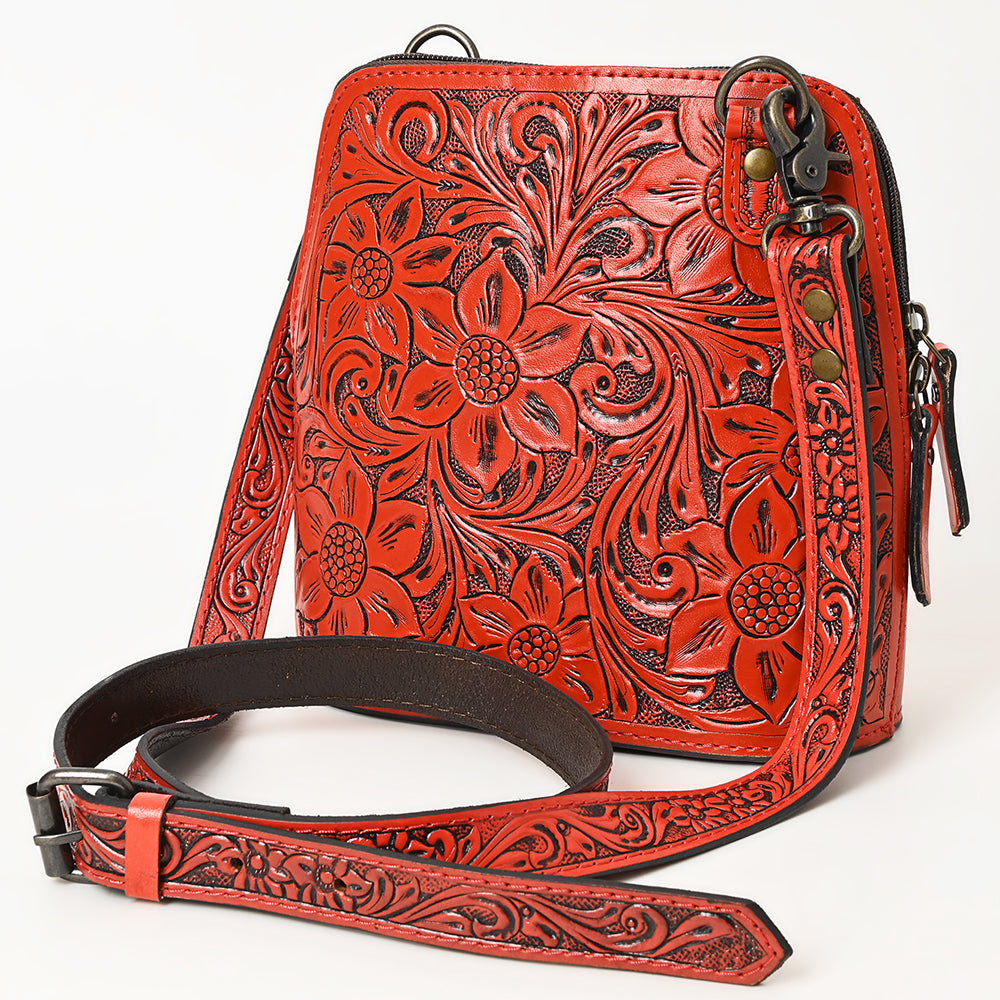 ADBG1136 American Darling Hand Tooled Floral Leather Crossbody Bag