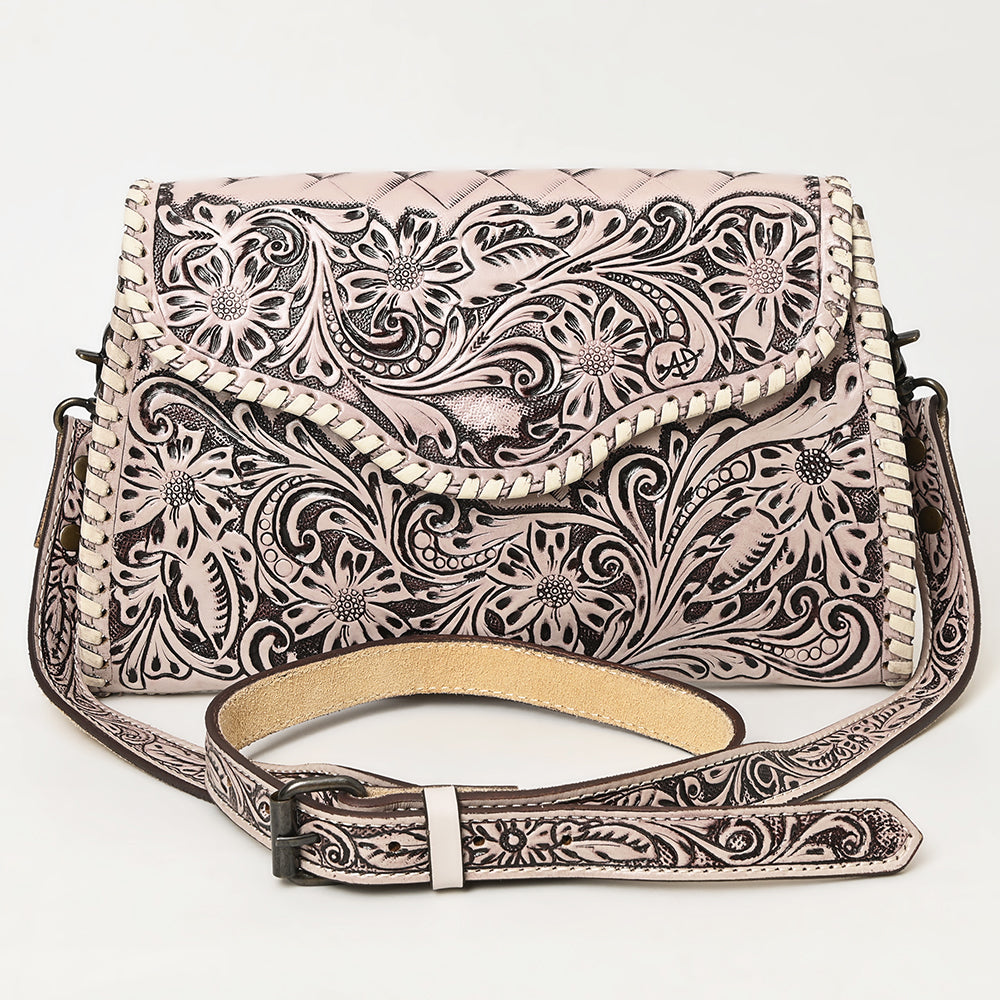 ADBG1137 American Darling Hand Tooled Floral Leather Clutch & Crossbody Purse
