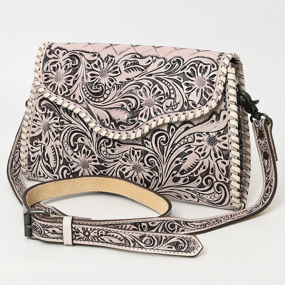 ADBG1137 American Darling Hand Tooled Floral Leather Clutch & Crossbody Purse