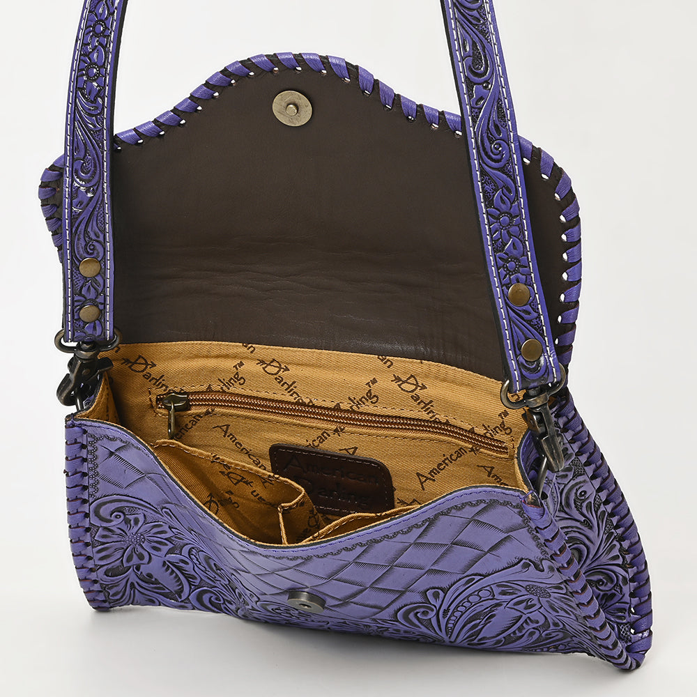 ADBG1137 American Darling Hand Tooled Floral Leather Clutch & Crossbody Purse