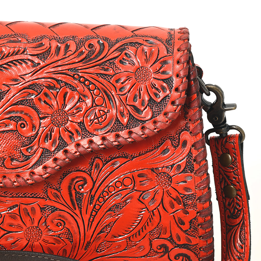 ADBG1137 American Darling Hand Tooled Floral Leather Clutch & Crossbody Purse