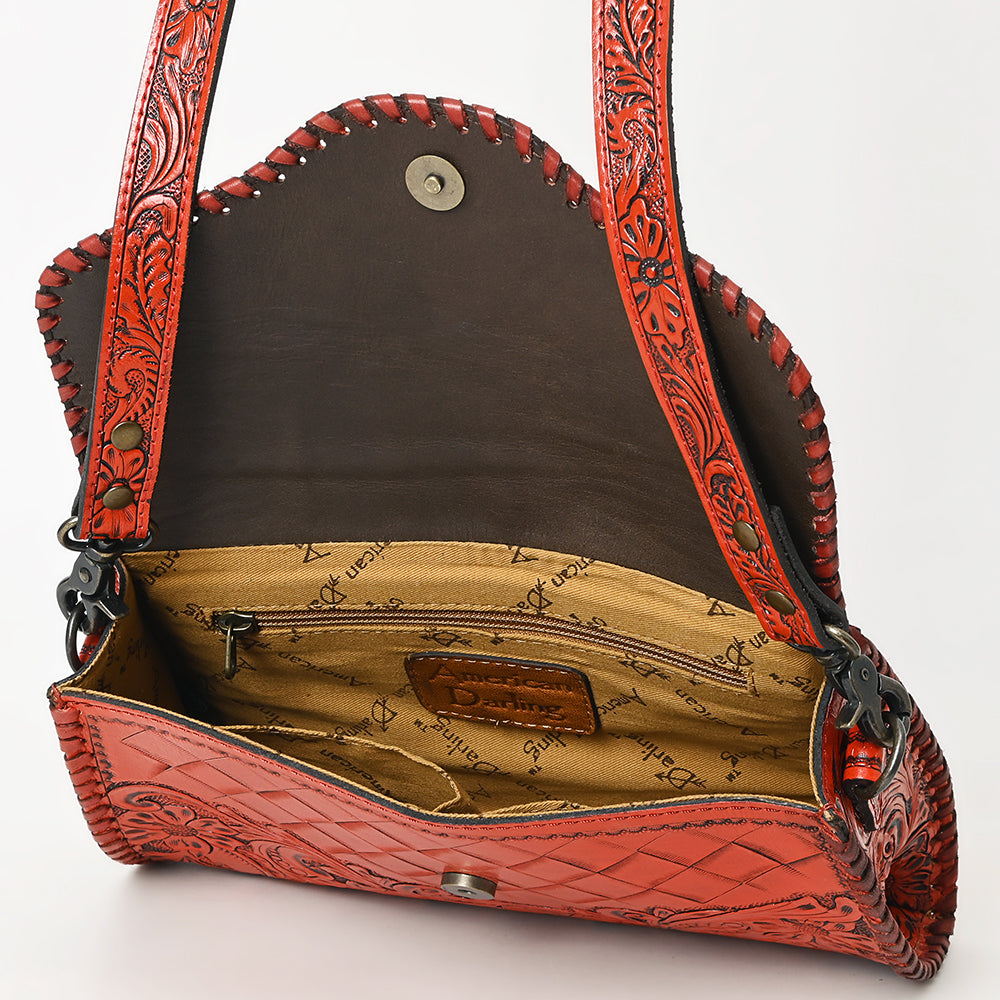 ADBG1137 American Darling Hand Tooled Floral Leather Clutch & Crossbody Purse