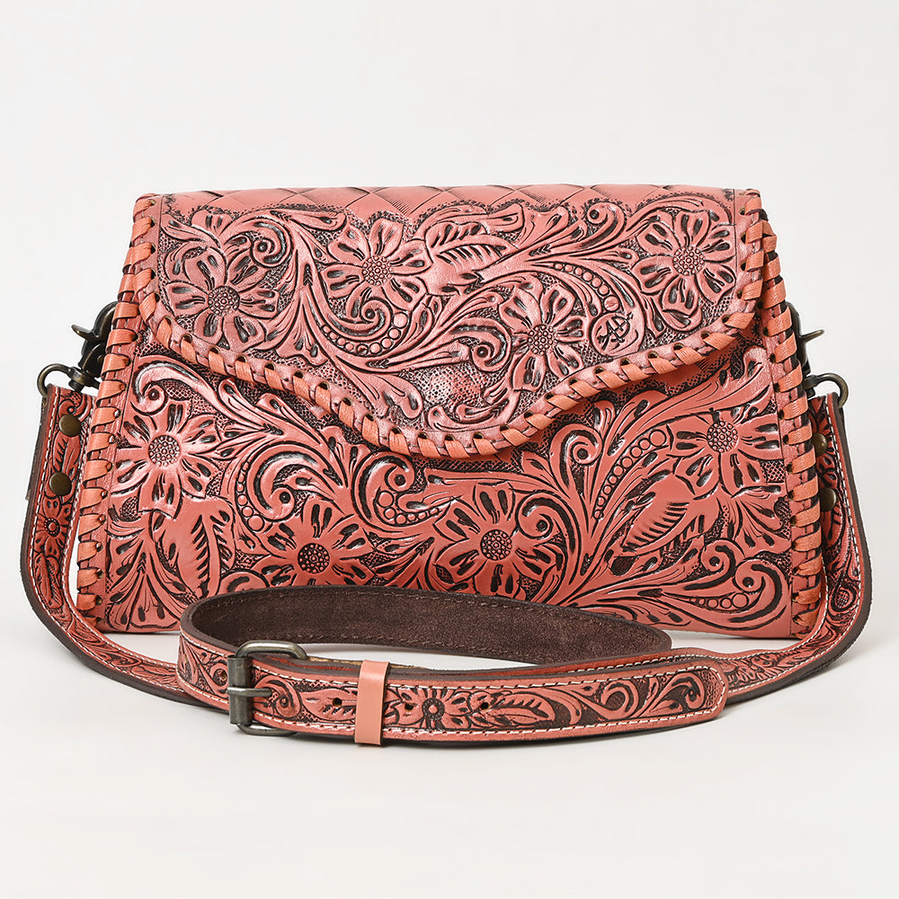 ADBG1137 American Darling Hand Tooled Floral Leather Clutch & Crossbody Purse