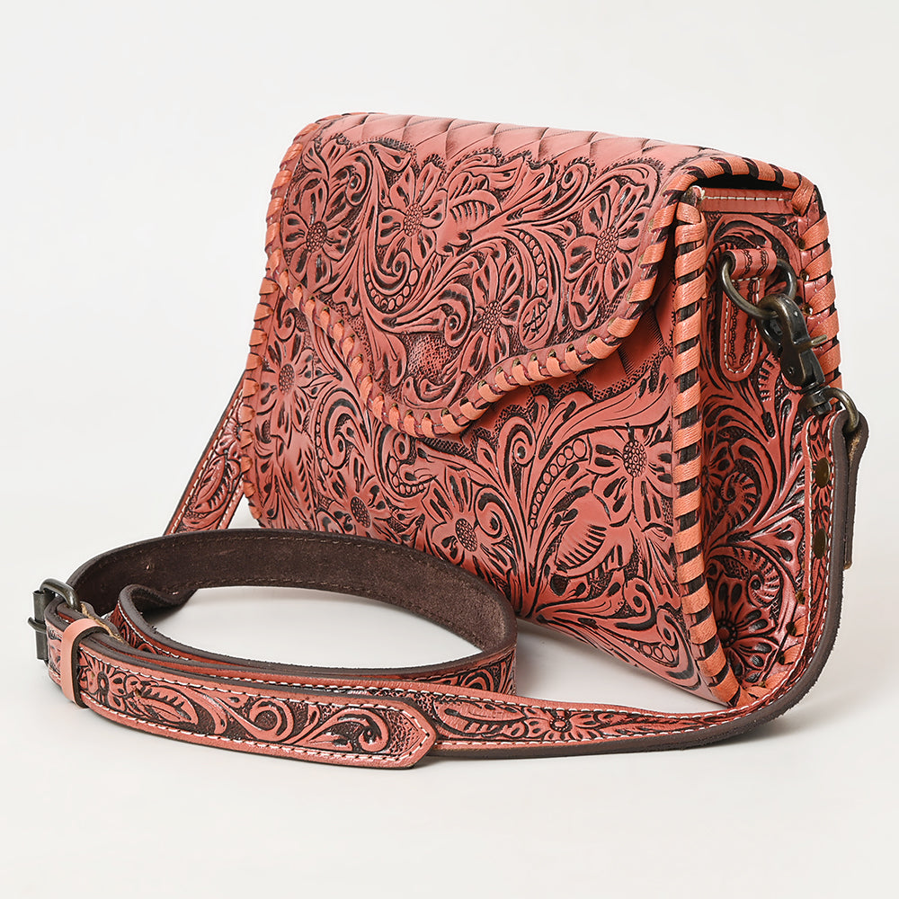 ADBG1137 American Darling Hand Tooled Floral Leather Clutch & Crossbody Purse