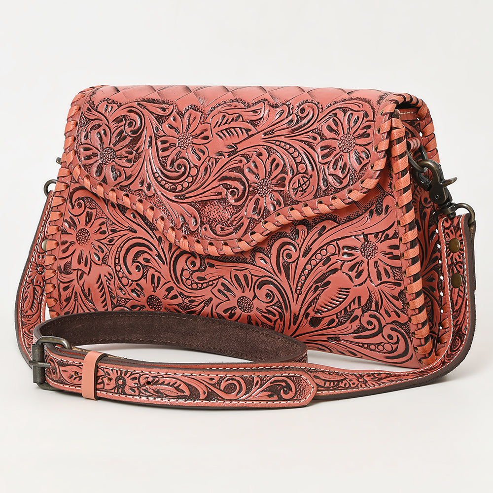 ADBG1137 American Darling Hand Tooled Floral Leather Clutch & Crossbody Purse
