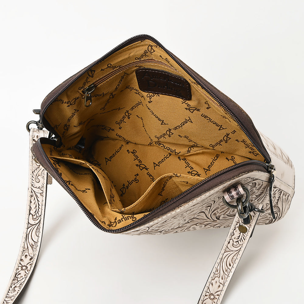 ADBG1138 American Darling Hand Tooled Floral Leather Crossbody Bag Western Purse