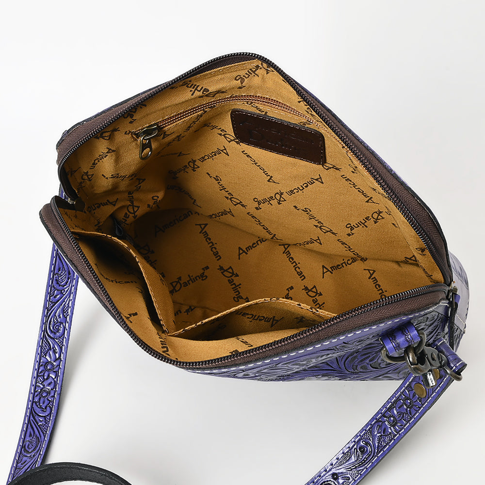 ADBG1138 American Darling Hand Tooled Floral Leather Crossbody Bag Western Purse