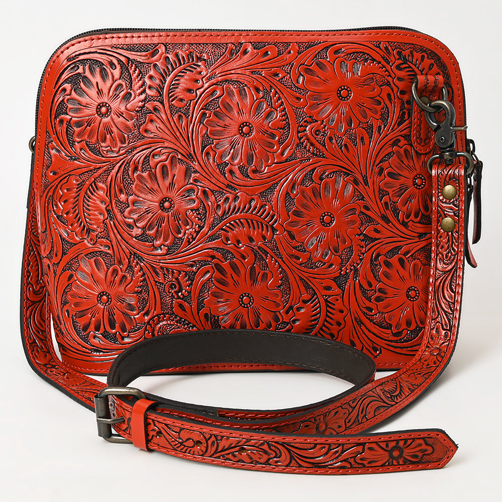 ADBG1138 American Darling Hand Tooled Floral Leather Crossbody Bag Western Purse