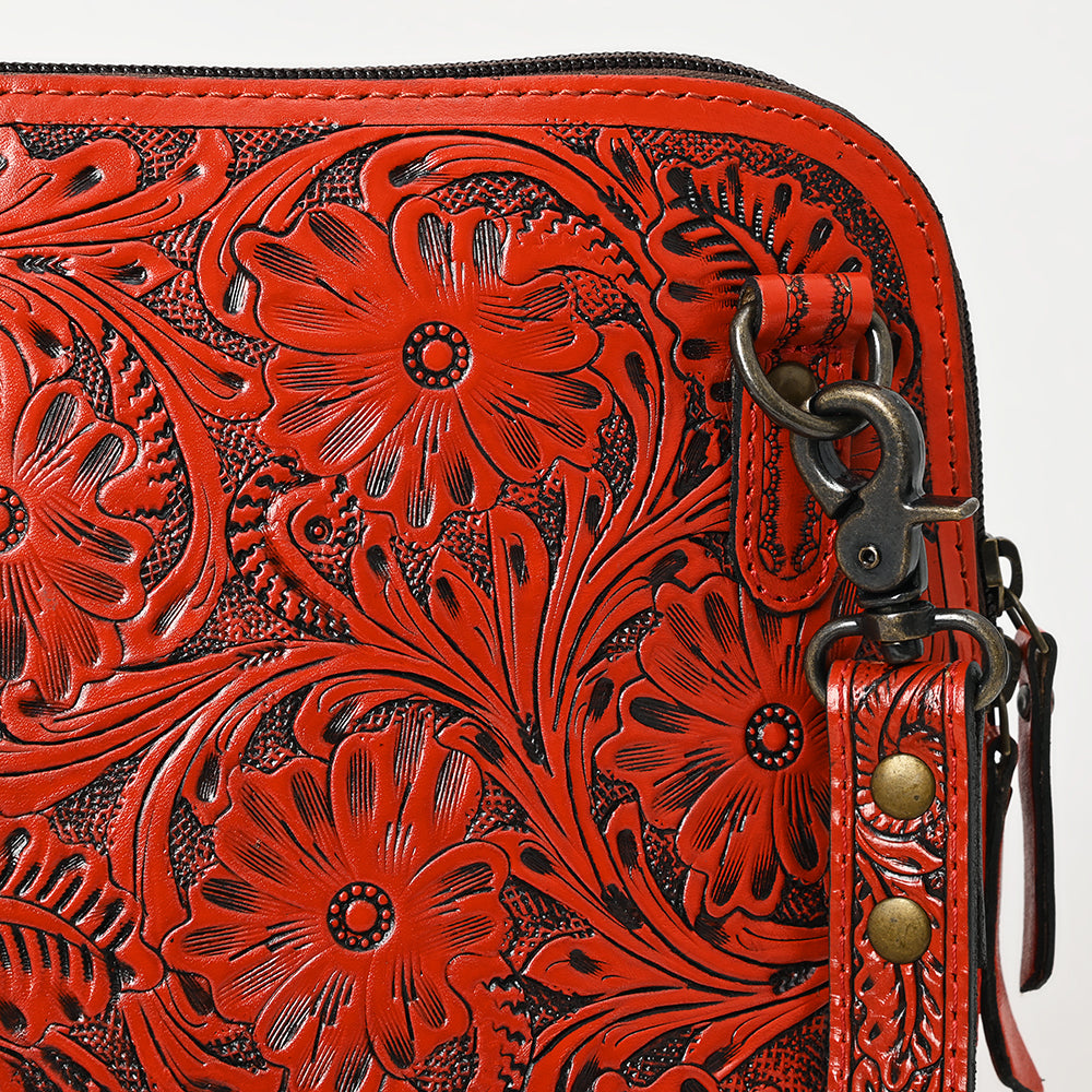 ADBG1138 American Darling Hand Tooled Floral Leather Crossbody Bag Western Purse