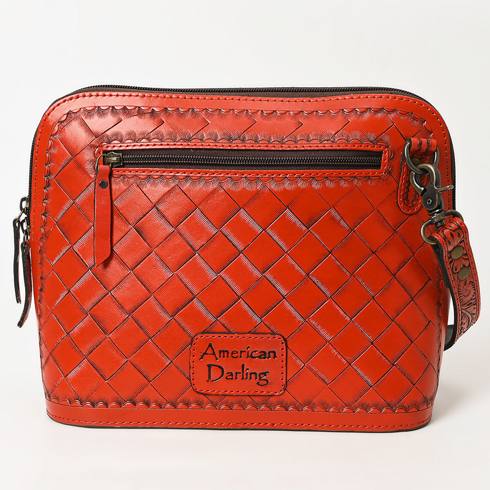 ADBG1138 American Darling Hand Tooled Floral Leather Crossbody Bag Western Purse